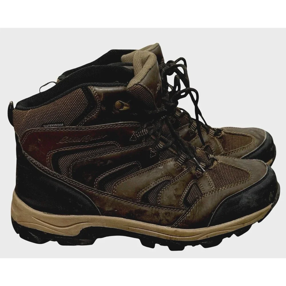 Eddie Bauer Hiking Boots Men 12 Fairmont Waterproof Brown Leather Rugged Outdoor